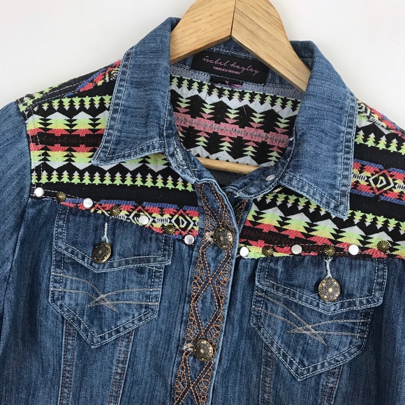 Isabel Hayley Aztec and Embroidered Jean Jacket - Picture 3 of 7